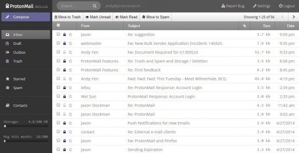 ProtonMail: E-Mails sollen mittels Ende-zu-Ende-Verschlüsselung geschützt werden. (Screenshot: ProtonMail)