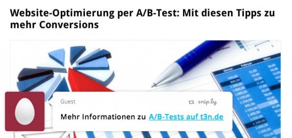 Snip.ly: Der URL-Shortener bringt euren CTA auf verlinkte Seiten. (Screenshot: t3n.de / snip.ly)