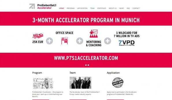 Mit 41 Millionen TV-Kunden wirbt die Einrichtung von ProSiebenSat1. Startups winkt eine TV-Kampagne. (Screenshot: t3n)