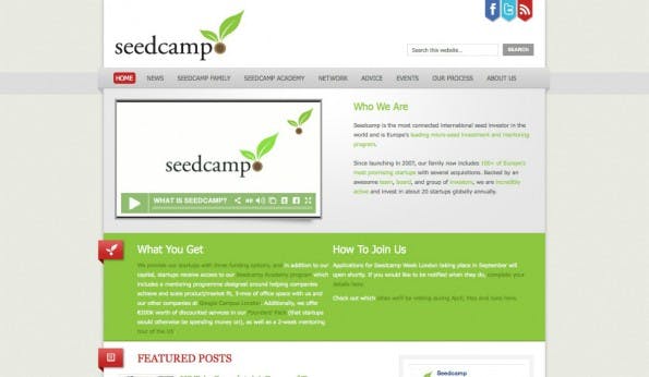 Mit einer der bekanntesten Programme: das Seedcamp, das Investor und Startup-Schule in einem ist. (Screenshot: t3n)