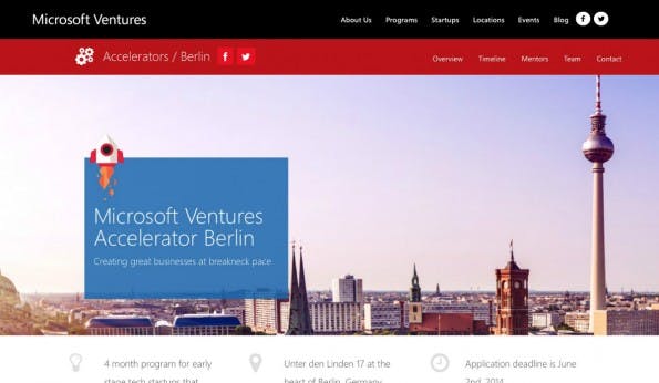 Seit letztem Jahr betreibt auch Microsoft einen eigenen Startup-Accelerator. Weder Gebühren noch Anteile verlangt der Konzern dafür. (Screenshot: t3n)