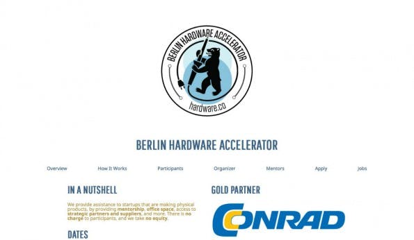 Lange vermisst, jetzt endlich da: Berlin hat seinen eigenen Accelerator für Hardware-Startups. (Screenshot: t3n)