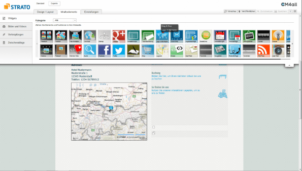 Strato Homepage Baukasten Widgets