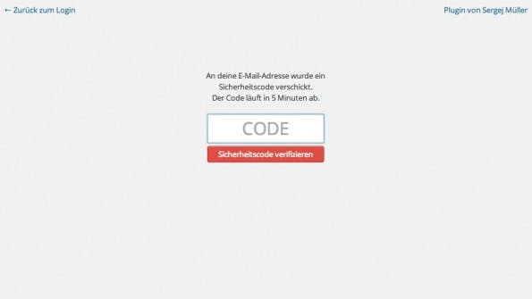 Nach dem Login über die Login-Maske fordert das Plugin für die 2-Faktor-Authentifizierung für WordPress einen Code an, den der Nutzer per E-Mail erhalten hat. (Screenshot: 2-Step-Verification)