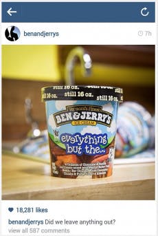(Screenshot: http://instagram.com/benandjerrys)
