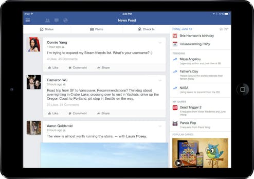 Facebook: Update für iPad-App stellt Videos und Games in den Mittelpunkt