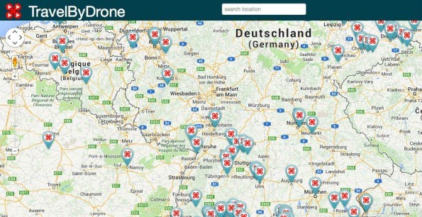 TravelByDrone: Drohnen-Videos auf interaktiver Weltkarte (Quelle: Screenshot)
