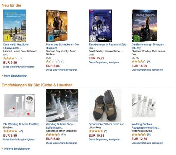 Klassisches Beispiel: Amazon ist ein Urgestein der Personalisierungsidee. (Screenshot: Amazon)