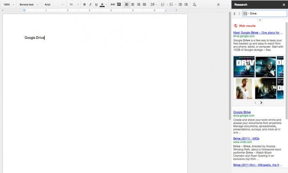 Google Drive kann auch bei der Recherche und beim Zitieren helfen. (Screenshot: Google Drive)