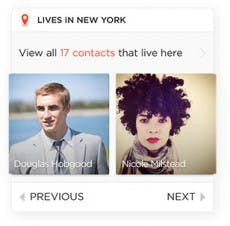 Humin zeigt beispielsweise alle Kontakte aus einer bestimmten Stadt an. (Screenshot: Humin)
