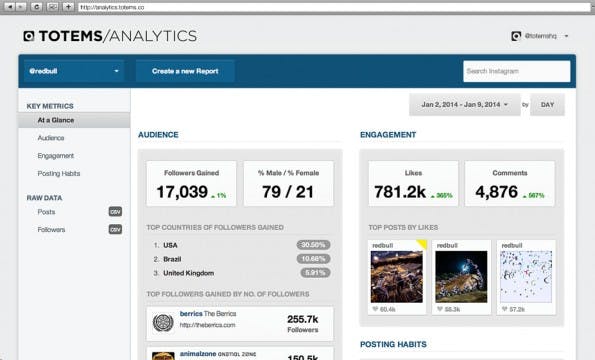 Instagram: Es gibt kostenlose wie auch kostenpflichtige Analytics-Werkzeuge für Instagram. (Screenshot: Totems)