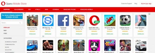 Auch der Browser-Hersteller Opera bietet Android-Apps an. (Screenshot: Opera)