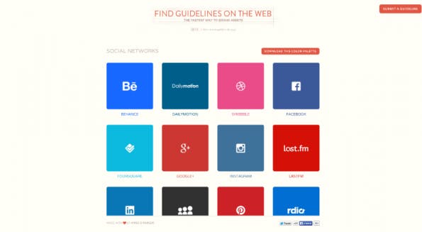 Auf der Webseite Findguidelin.es finden sich über 30 Styleguides bekannter Internetfirmen. Darunter Facebook, Soundcloud und Twitter. (Screenshot: t3n)