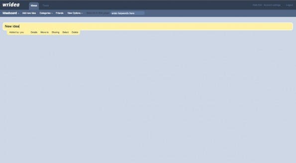 Content Marketing: Wridea ist ein einfaches Werkzeug zum Ideen-Management. (Screenshot: Wridea)