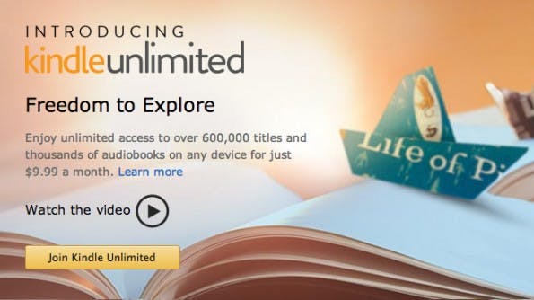 Kindle Unlimited: Amazon plant Flatrate für E-Books. (Screenshot: Amazon / Google Cache)
