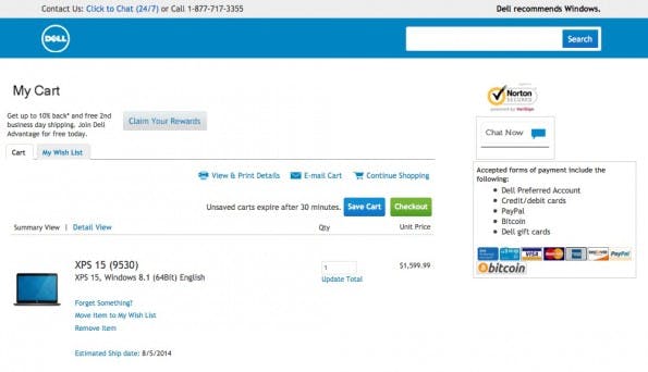 Dell setzt jetzt auch auf Bitcoin. (Screenshot: Dell)