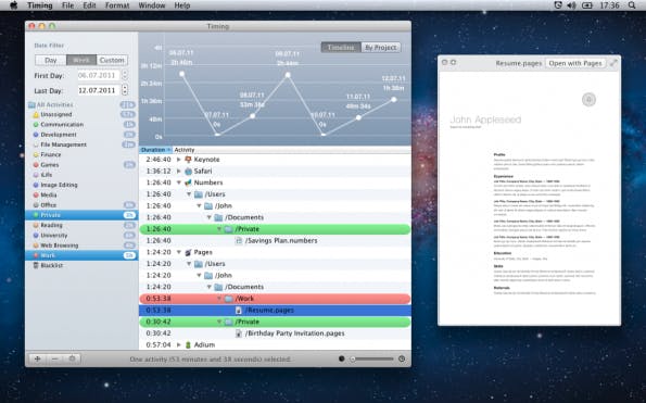 Timing setzt auf automatisches Time-Tracking im Hintergrund. (Bild: Timing)