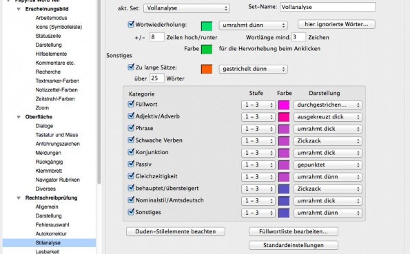 Stilanalyse: Papyrus Autor hilft euch dabei, schönere Texte zu verfassen. (Screenshot: t3n / Papyrus Autor)