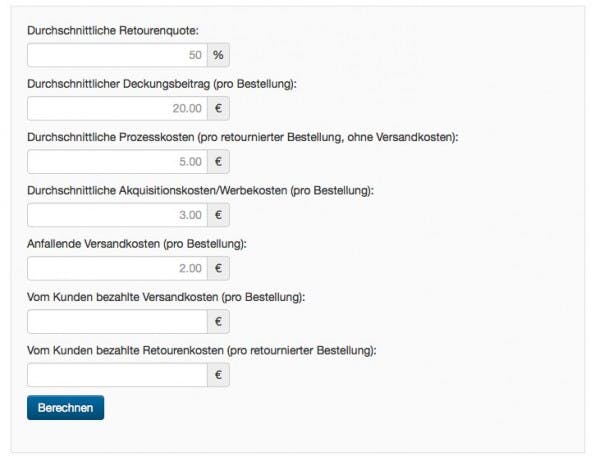 (Screenshot: return-cost-calculator.com)