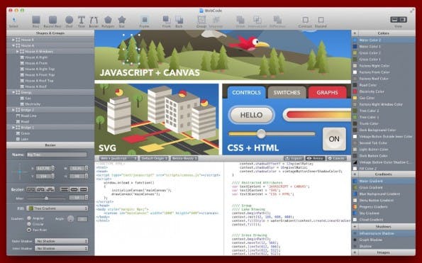 MacHeist Nano Bundle: Mit WebCode befindet sich ein spannendes Design-Tool fürs Web im Paket. (Screenshot: MacHeist)