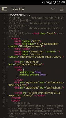 Codeanywhere ermöglicht das Coden mit seinen Apps auch auf dem Smartphone. (Screenshot: Codeanywhere)