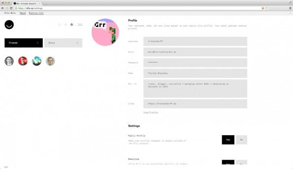 In den Einstellungen können Ello-Nutzer auch angeben, ob Nutzungsdaten erhoben werden sollen. (Screenshot: Ello)