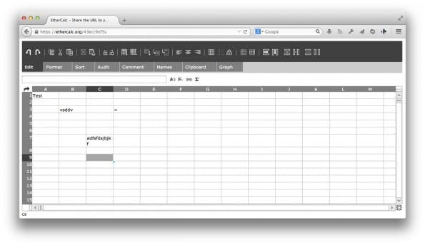 EtherCalc: Online-Tabellenkalkulation auf NodeJS-Basis. (Screenshot: EtherCalc)