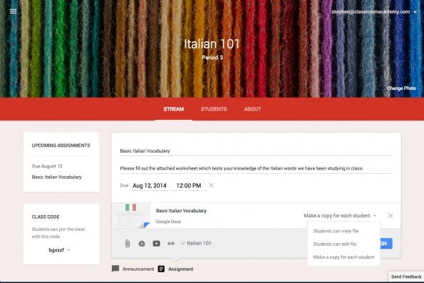 Google Classroom: Eine Cloud-Plattform für Lehrern und Schüler. (Screenshot: Google Classroom)