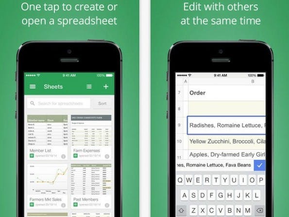 Présentations ergänzt die Apps Google Docs und Google Tabellen. (Bild: iTunes / Google)