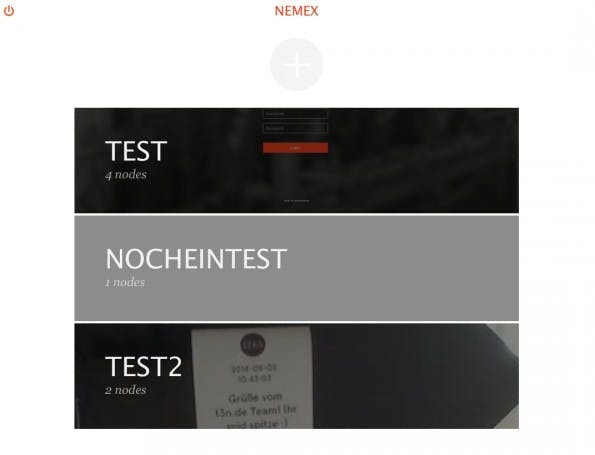 Übersicht der Projekte auf der Startseite. (Screenshot: Eigene nemex-Installation)