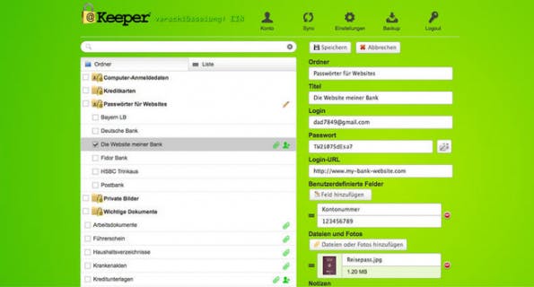 Der Passwort-Manager Keeper fährt mit einer 256-Bit AES-Verschlüsselung auf. (Screenshot: Keeper)