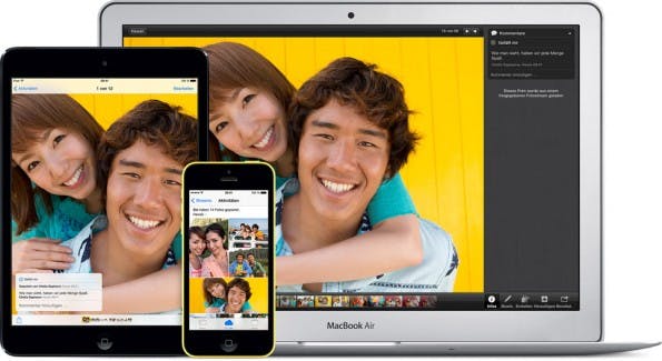 iCloud: Sofern ihr die Funktion nicht deaktiviert, speichert euer iPhone Kopien eurer Bilder in der Cloud. (Grafik: Apple)