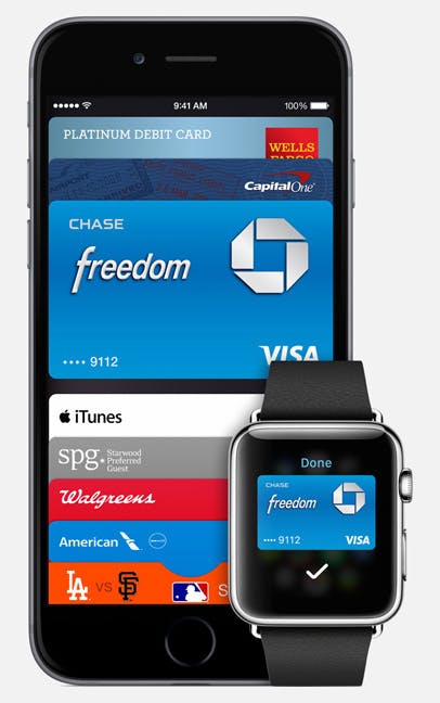 Apple Pay: Das Verfahren funktioniert nur mit iPhone 6, iPhone 6 Plus und Apple Watch. Älteren Geräten fehlt das sogenannte „Secure Element“, ein spezieller Chip auf der Hauptplatine. (Quelle: Apple.com)