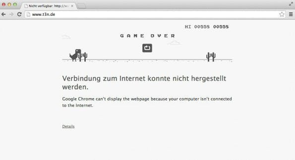 Drückt man die Space-Taste, offenbart sich das Easteregg in Form eines Endless-Runners.