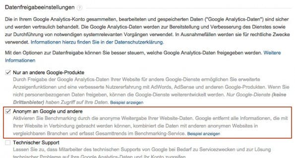 Ohne Datenfreigabe kein Benchmarking. (Screenshot: google.com)