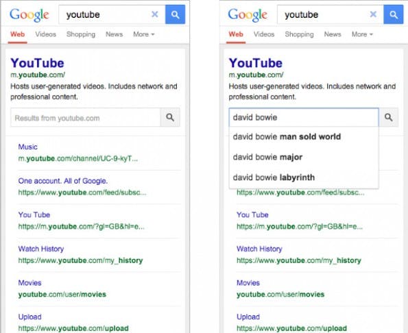 Suche in den Suchergebnissen: So stellt sich das Ganze auf mobilen Endgeräten dar. (Screenshot: Google)