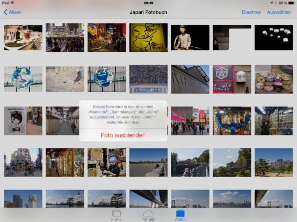 Ihr könnt Fotos in iOS 8 neuerdings auch verstecken.