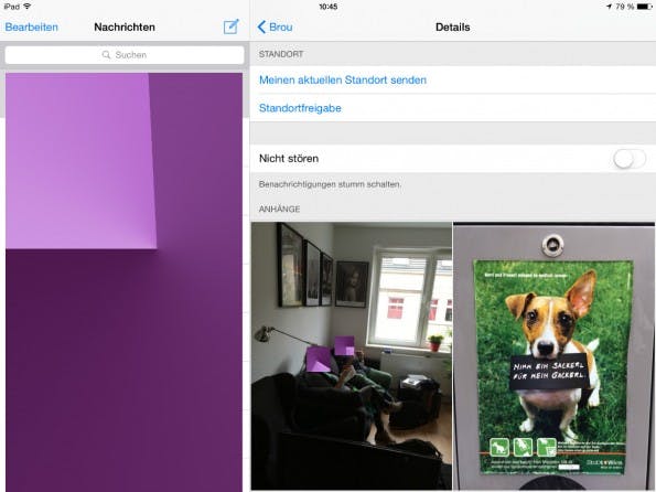 Ihr könnt in der Nachrichten-App entweder euren Standort einmalig senden, oder eure Position dauerhaft für eine Stunde, den Rest des Tages oder für immer mit einem Kontakt teilen.