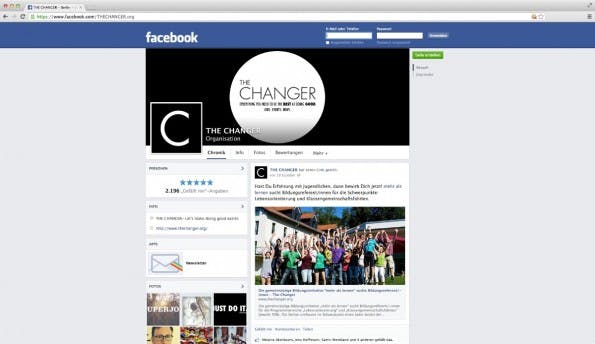 Die Facebook-Seite von The Changer. (Screenshot: Facebook)