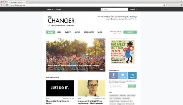 Die Homepage des Projekts „The Changer“. (Screenshot: thechanger.org)