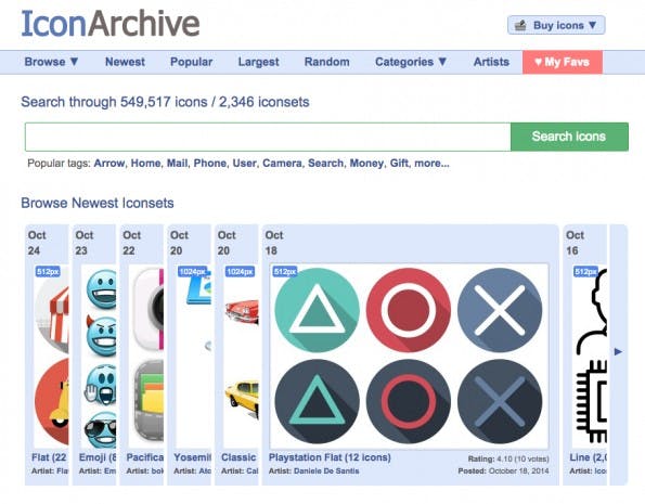 Open-Source-Icons finden sich im IconArchive. (Screenshot: IconArchive)