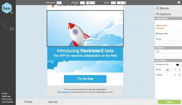 Mit BeeFree erstellt ihr schnell responsive E-Mails für eure nächste Kampagne. (Screenshot: BeeFree)