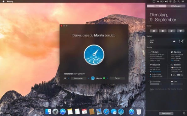 Widget für die Mitteilungszentrale: Wer iStat Mini nicht mag, sollte Monity ausprobieren. (Screenshot: App-Store)