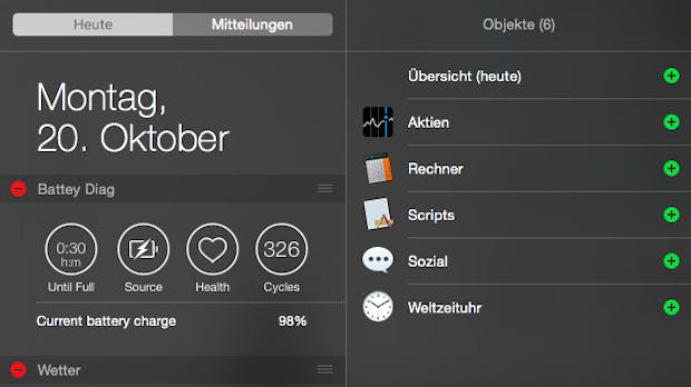 Apps für OS X Yosemite: Diese Programme bieten praktische Widgets für die Mitteilungszentrale