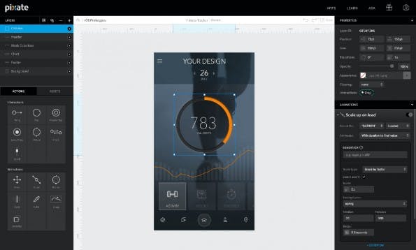 Mit Pixate erstellt ihr schnell eigene Prototypen und testet sie auf eurem Smartphone. (Screenshot: Pixate)