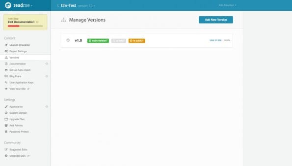 Readme.io bietet auch eine Möglichkeit zur Versionsverwaltung. (Screenshot: Readme.io)