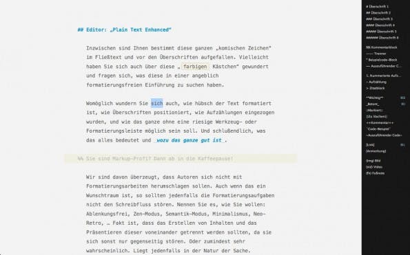 Ulysses III: Der Tastaturkürzel könnt ihr euch jederzeit die Markdown-Hilfe anzeigen lassen. (Screenshot: Ulysses III)