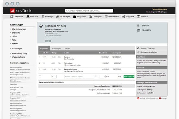 Online-Rechnung-sevdesk | T3n