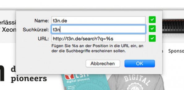 Chrome: Das Suchkürzel sollte möglichst kurz aber prägnant sein. (Screenshot: Chrome)