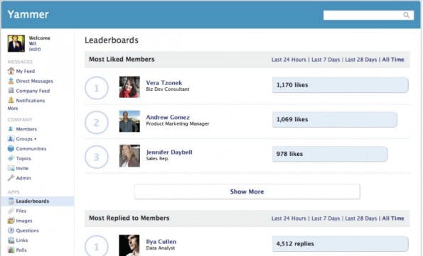 Neben Nobrainern wie Mail oder Messaging mit Skype und ähnlichen Apps, gehören auch Social Intranets wie Yammer in die Kategorie der kollaborativen Kommunikation. (Bild: Microsoft)